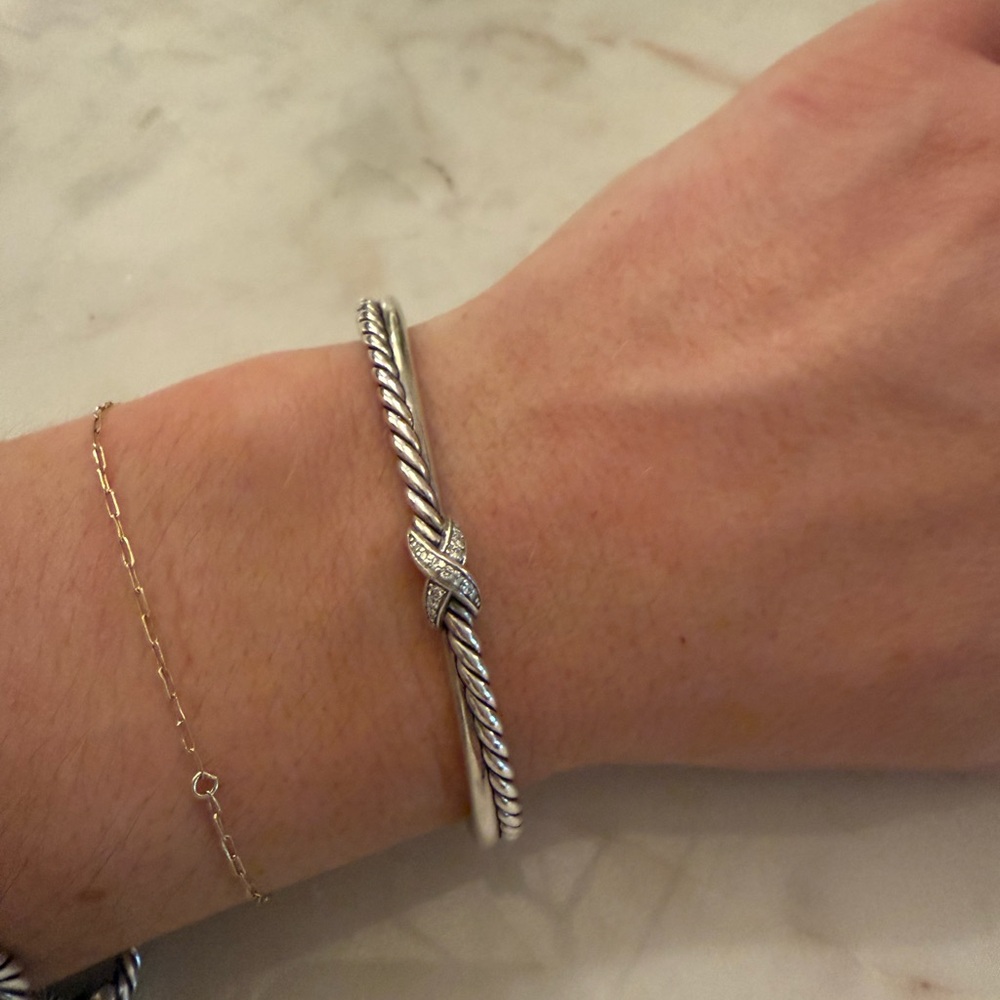 David Yurman Silver Twisted Cable X Bracelet